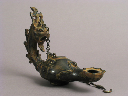 met-medieval-art:Hanging Lamp with a Griffin’s Head, Medieval...