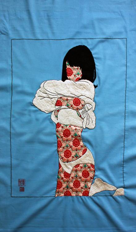 jessicasorentang:GIRL01Hand Embroidery on fabric24″ x...