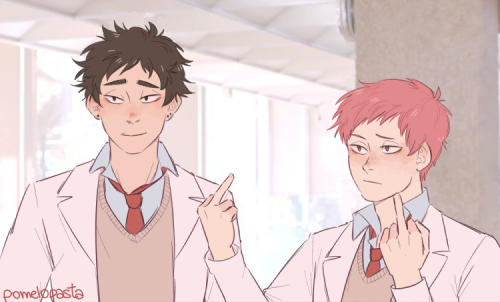 im sad i didnt see a matsuhana for it bc it fits so well so here i am matsuhana hanamaki takahiro matsukawa issei mari draws