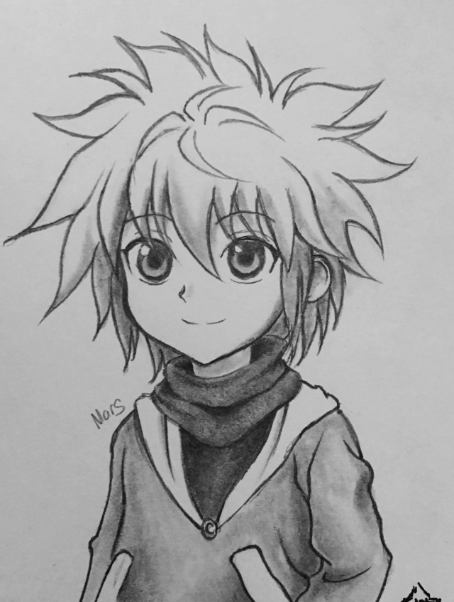  killua  in black and white Tumblr