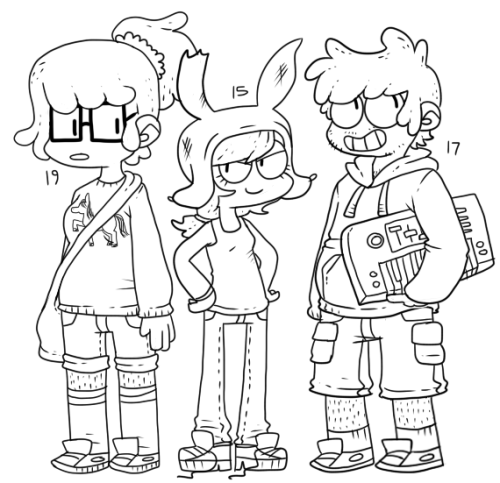 Behind Bob's Burgers, here have some lineart of older belcher kids. tina...