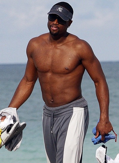 Shirtless NBA Players Dwyane Wade Of The Miami Heat