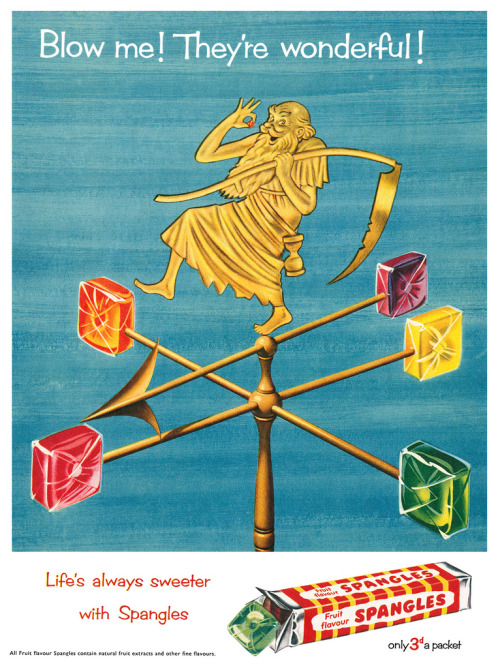 Spangles ad vintage illustration John Bull magazine 1954 Blow me! They& 039;re Wonderful!