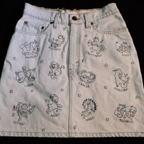 figdays:Astrology Embroidered Skirt //lambsclub