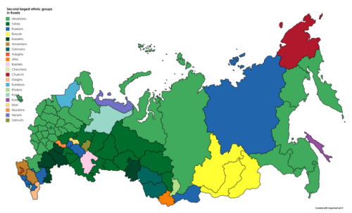 Second largest ethnic groups in Russia,... - Maps on the Web
