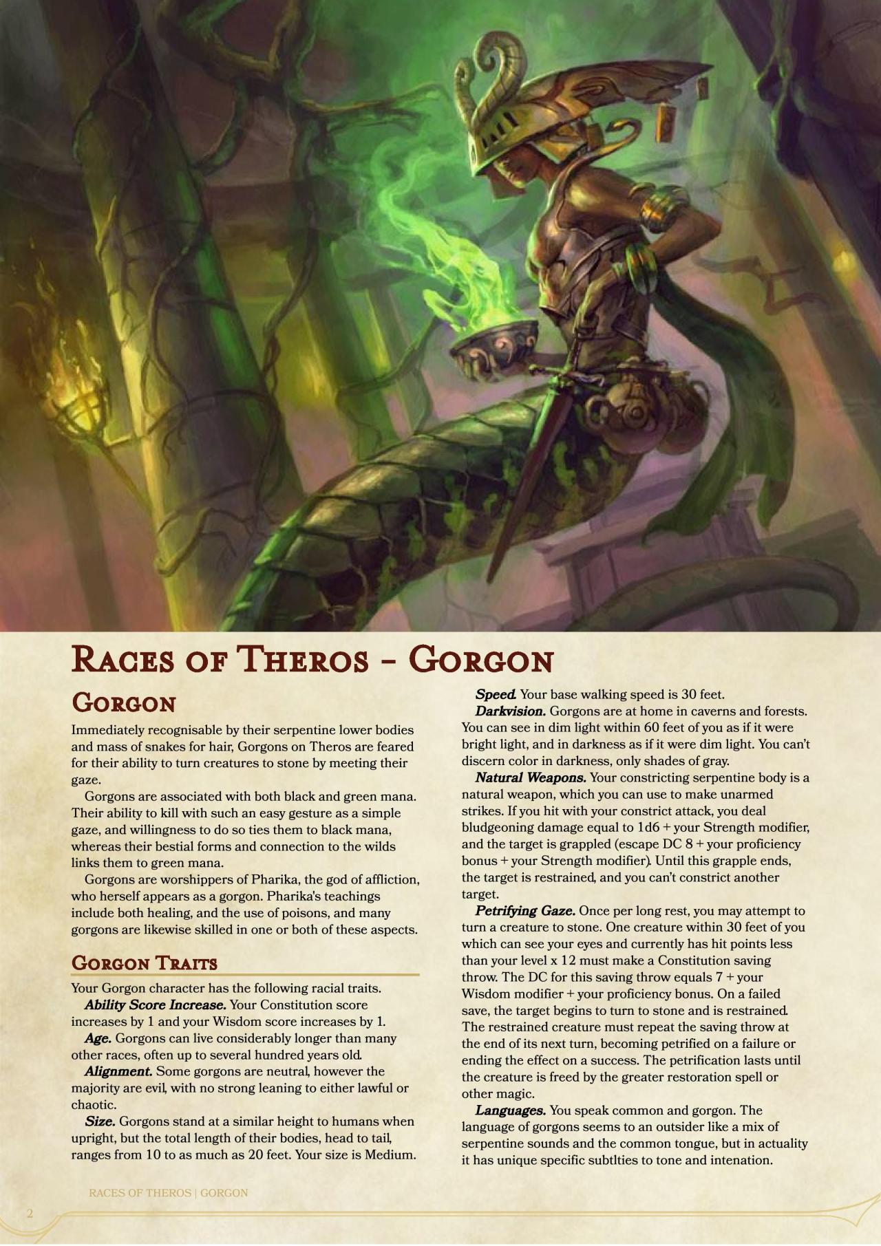Kor Artificer D&D Homebrew — Races of Theros - Satyr and Gorgon