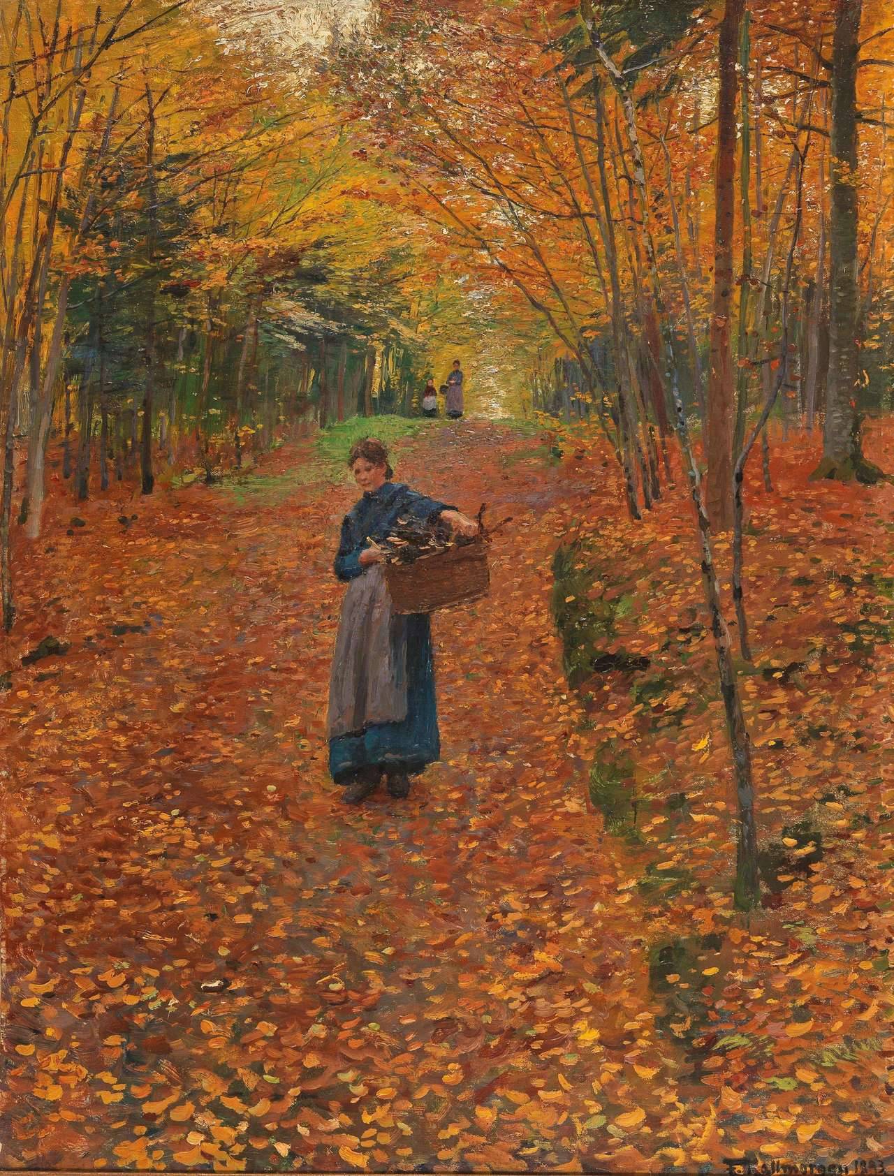 poboh:
“Woman Gathering Wood in an Autumn Wood, 1893, Friedrich Kallmorgen. (1856 - 1924)
- Oil on Canvas -
”