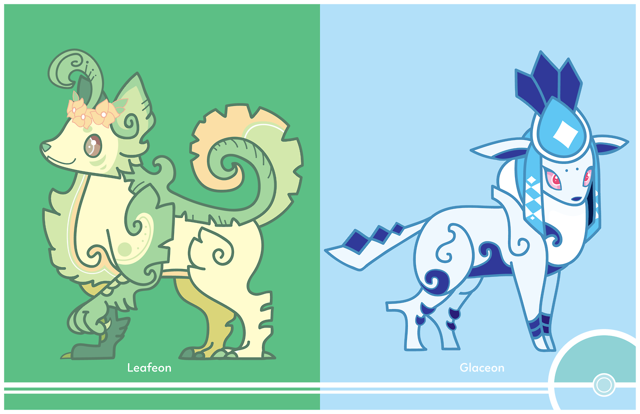 Cosmopoliturtle | Pokemon Redesign #470-471 - Leafeon, Glaceon Check...