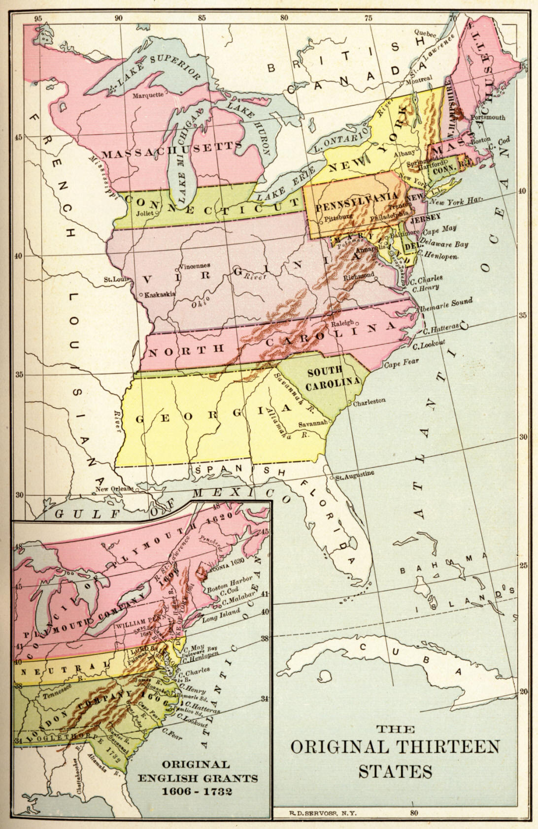 Map Of United States 13 Original Colonies