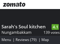 Sarah's Soul kitchen Menu, Reviews, Photos, Location and Info - Zomato