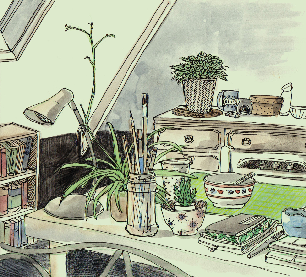 Savanah storm. Здания растения арты. Домашние растения на окне арт рисунок. Эко комната арт. Домашняя лаборатория растений арт юмор.