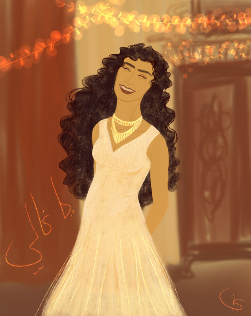 art inktober palestinian arab woc digital art digital drawing fairylights dress