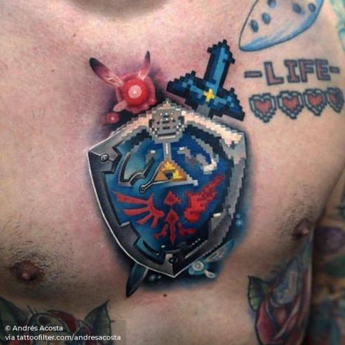 By Andrés Acosta, done in Manhattan. http://ttoo.co/p/33442 andresacosta;big;cartoon;chest;experimental;facebook;game;legend of zelda;other;pixelated;sternum;twitter;video game