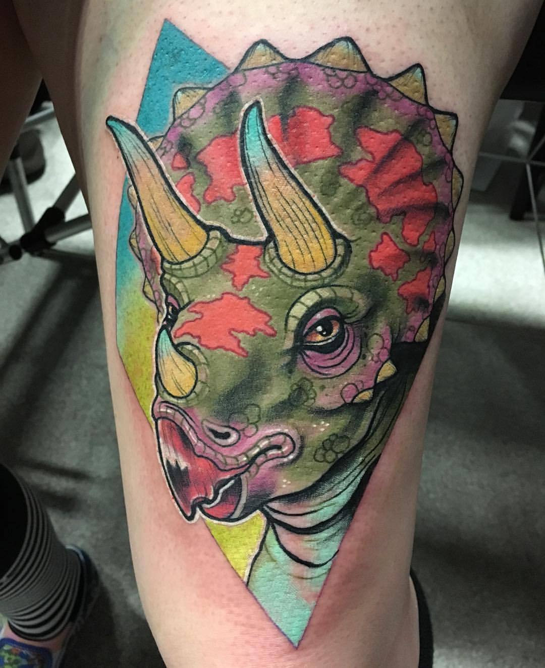 More stuff and things — I got to tattoo this fun triceratops at...