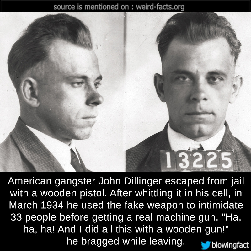 Weird Facts — American gangster John Dillinger escaped from jail...