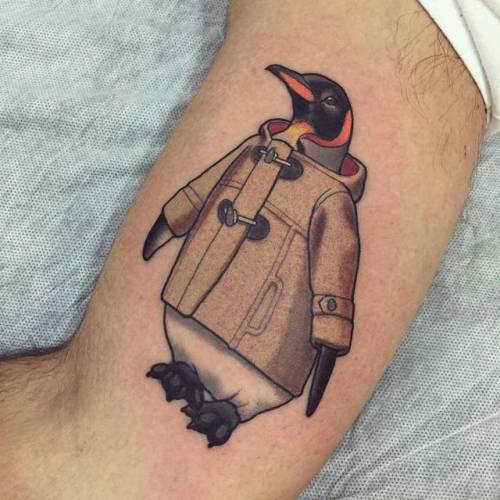 By Mimi, done at La Dolores & Mimi, Madrid.... inner arm;animal;mimi;bird;facebook;twitter;medium size;penguin;neotraditional