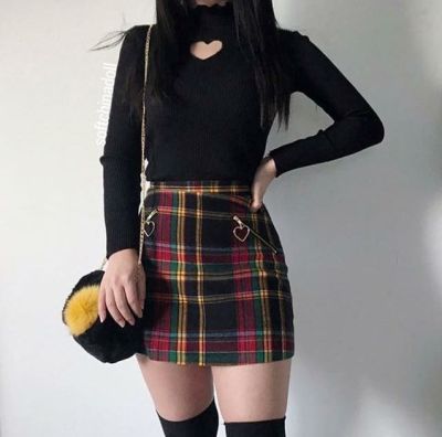 checkered skirt outfits tumblr