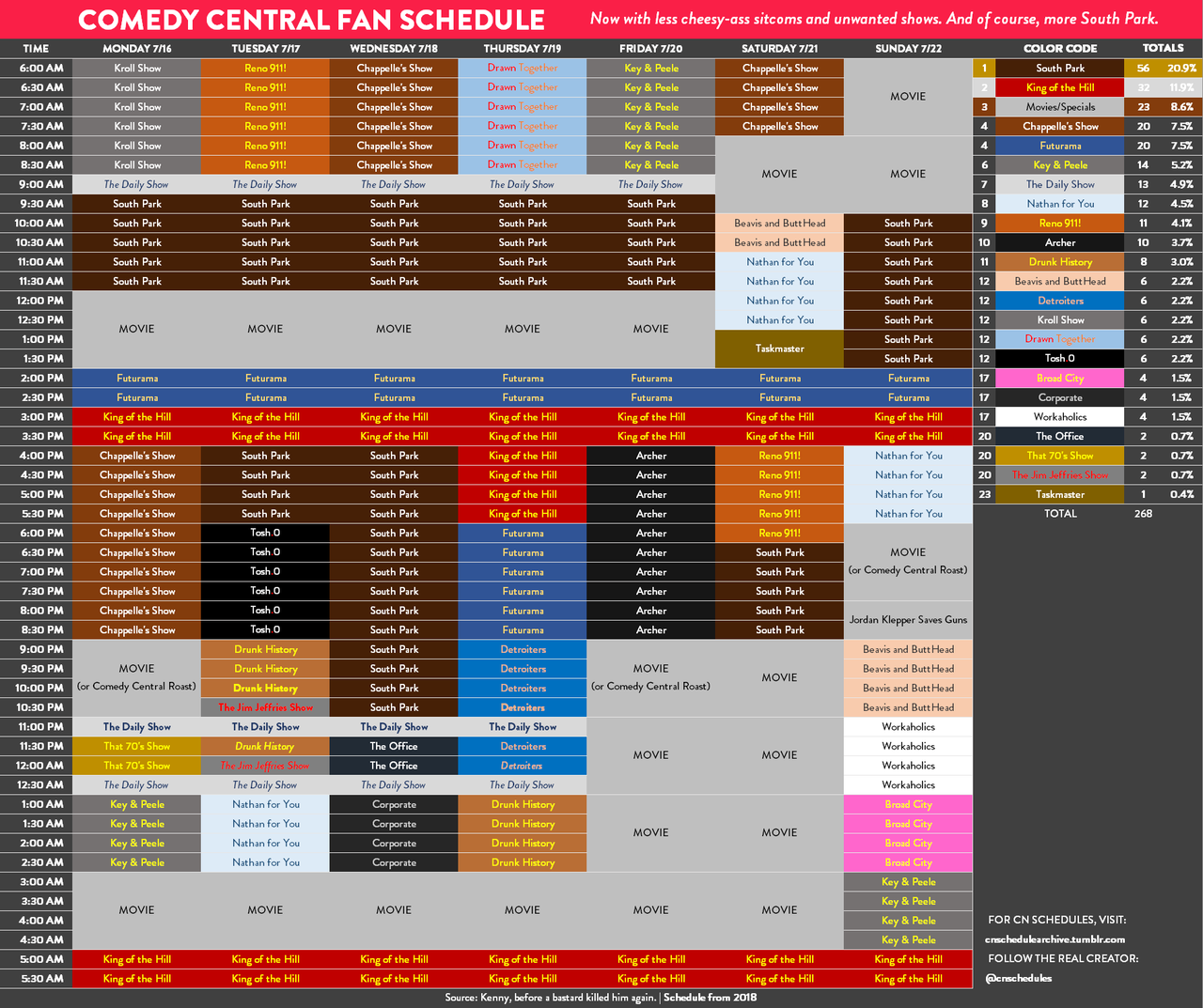 BoogsterSU2, Made an alternate fan schedule for Comedy Central...