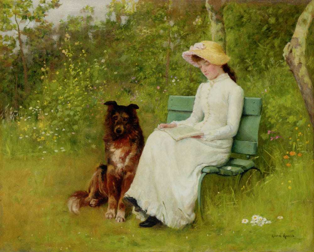 A Quiet Moment. Edwin Harris, R.B.S.A. (English, 1855-1906). Oil on canvas.
Perhaps because his marriage to the niece of an art dealer brought him an easy market for his work, Harris specialised in relatively small-scale paintings, mostly of charming...
