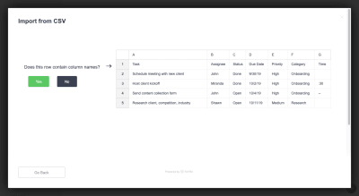 ClickUp data import column identification