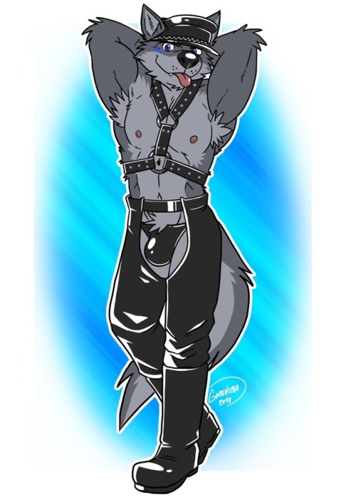 theotherwolfy:Gabshiba has drawn a handsome wolf in leather~...