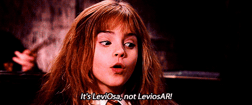 Hermione clarifying the pronunciation of 'Wingardium Leviosa'