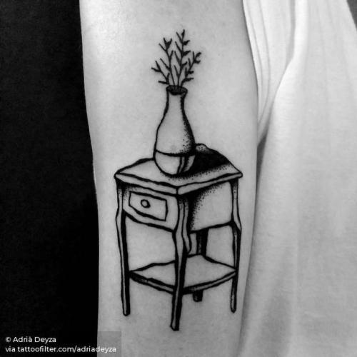 By Adrià Deyza, done at Unikat Tattoos, Berlin.... flower;furniture;tricep;adriadeyza;facebook;nature;blackwork;twitter;medium size;flowers in a bottle;other;illustrative