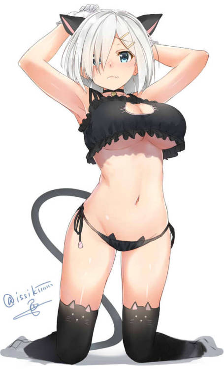 ahegao-hentai1:Black cat lingerie