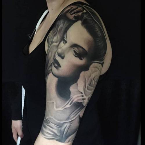By Shay Bredimus, done at Outer Limits Tattoo, Long Beach.... black and grey;big;women;facebook;twitter;shoulder;portrait;shaybredimus;other;upper arm