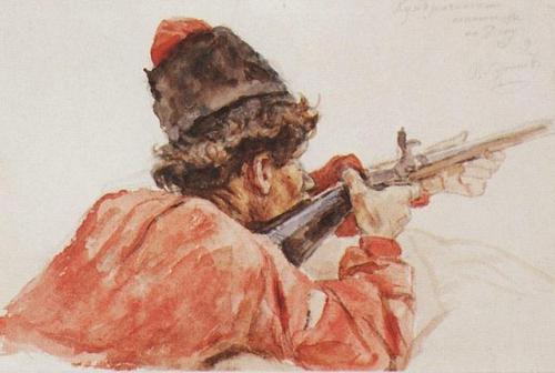 artist-surikov:Shooting cossack, 1893, Vasily SurikovMedium:...