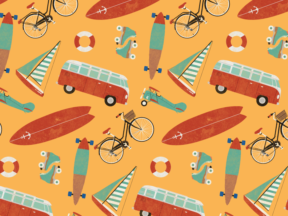 raffy b. - Retro Summer Pattern Retro Summer themed vector...