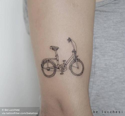 By Be Lucchesi, done in Berlin. http://ttoo.co/p/30740 fine line;betattoo;line art;bike;travel;facebook;blackwork;twitter;medium size;illustrative;upper arm