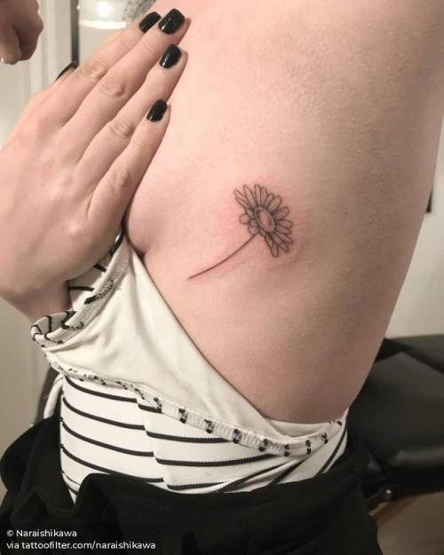 By Naraishikawa, done at Die-Monde Tattoo, Wadebridge.... naraishikawa;flower;daisy;small;rib;hand poked;facebook;nature;twitter