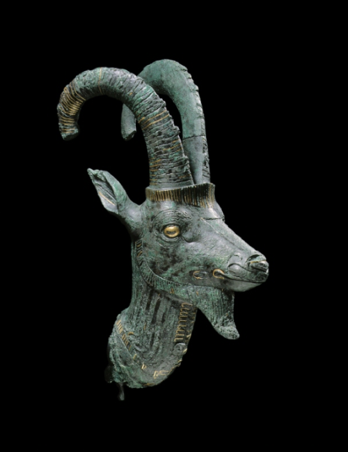 art-nimals:Head of a Capricorn, Egypt, 1,000 - 650 BC, bronze...