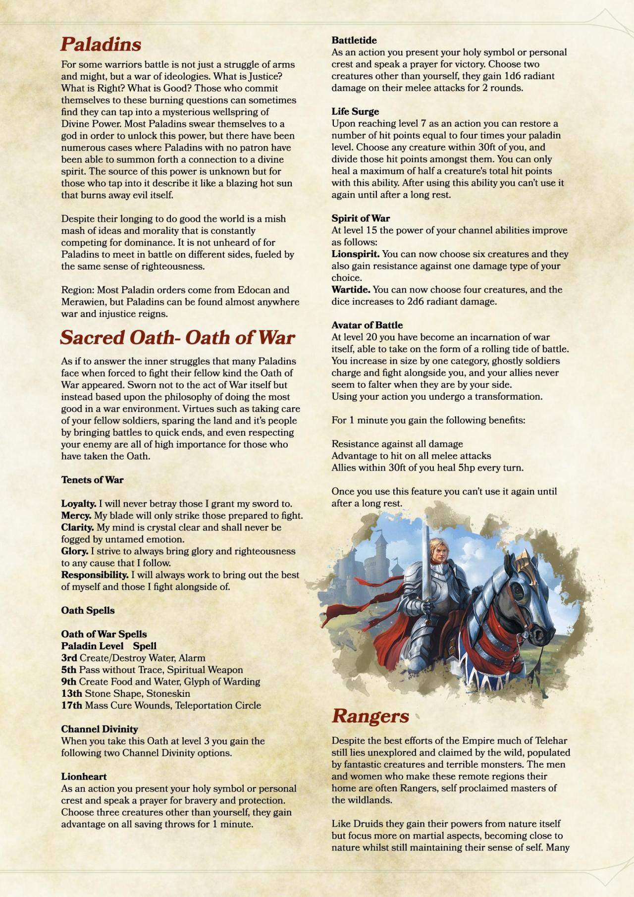 Dnd 5e Homebrew — Wardens Campaign Setting And Subclasses Part 1