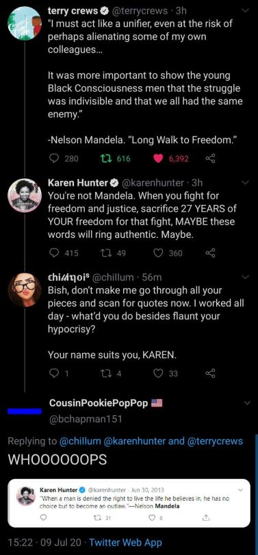 Hypocrisy, thy name is....... Karen....