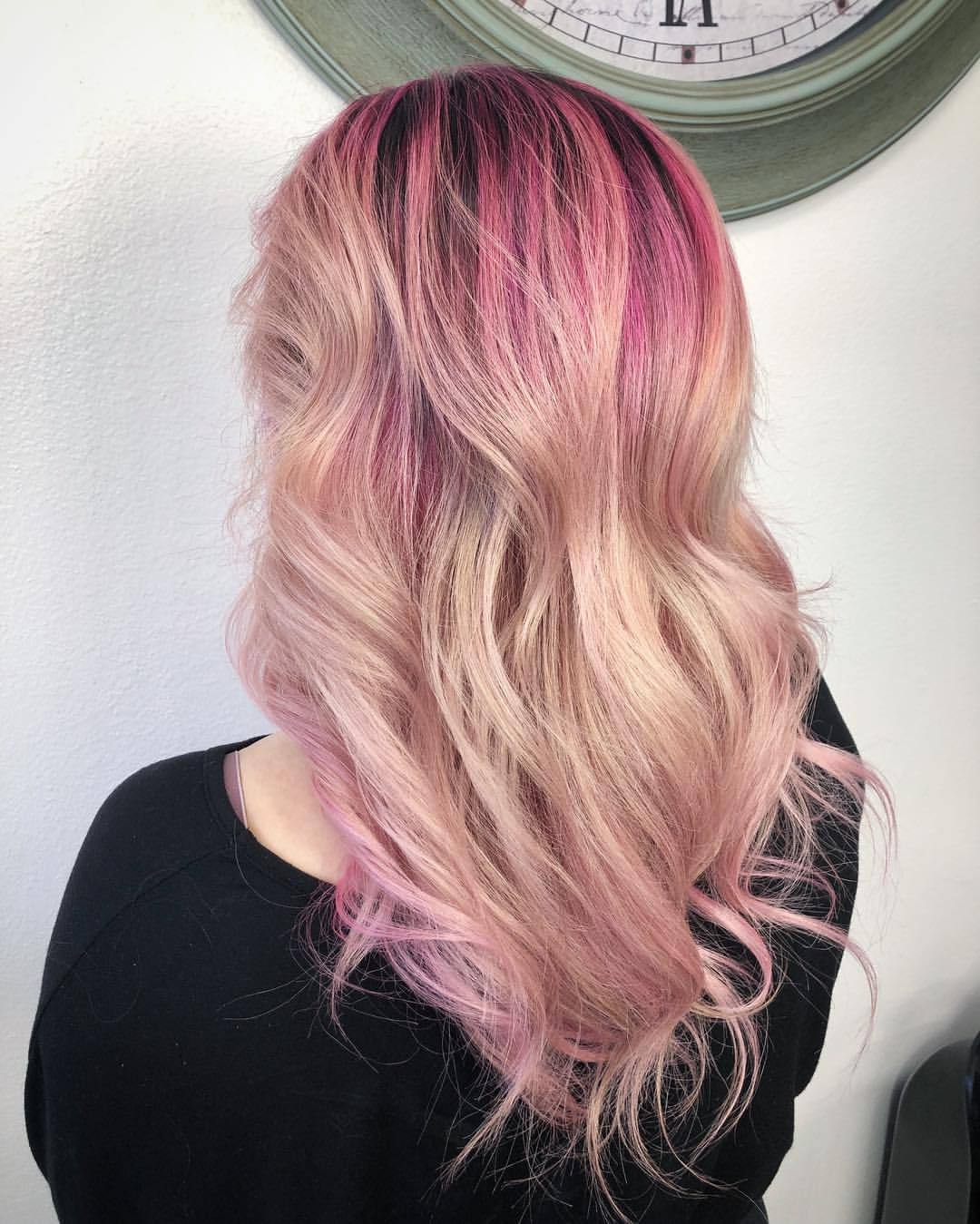 Hair By Oanh Pink Roots With Strawberry Blonde Hair At