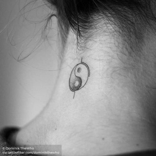 By Dominik TheWho, done in Berlin. http://ttoo.co/p/210482 taoist;small;micro;tiny;back of neck;ifttt;little;dominikthewho;minimalist;yin yang;religious