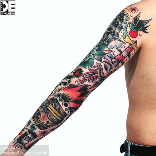 By Pablo De, done at Tattoo Lifestyle, Livorno.... big;facebook;pablode;sleeve;traditional;twitter