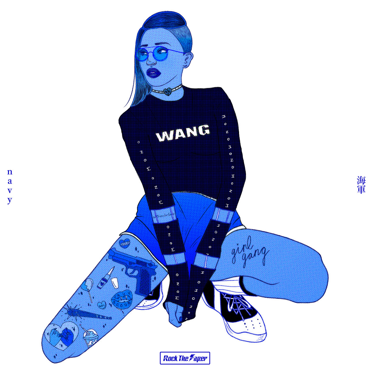 ≪MONO-GRLS ≫ An illustration series for an upcoming exhibition, the word MONO can mean single color but also means thing (物) in Japanese. This is Navy 海軍 Artist l Rock The Paper Website l Instagram l Tumblr l Red Bubble Shop — Immediately post your...