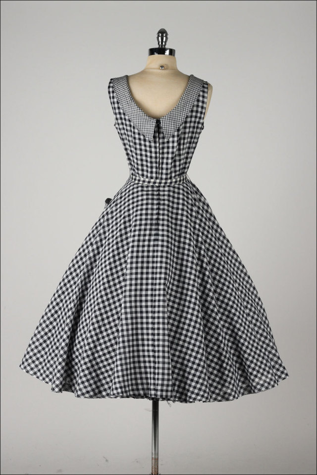 Ephemeral Elegance — Belted Cotton Gingham Dress Ca 1950s Via Mill 9442