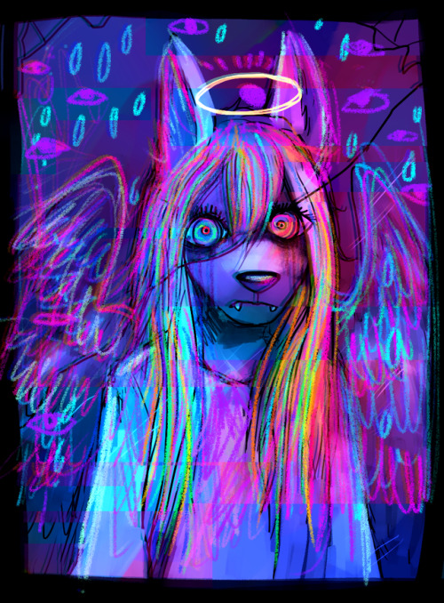 (its a png dont worry) scopophobia eye strain eye horror neon oc:mike anthro glitch