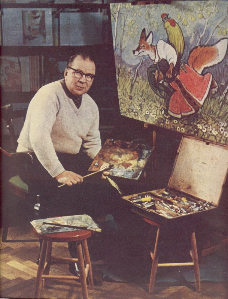 Artist Yevgeny Rachyov at work