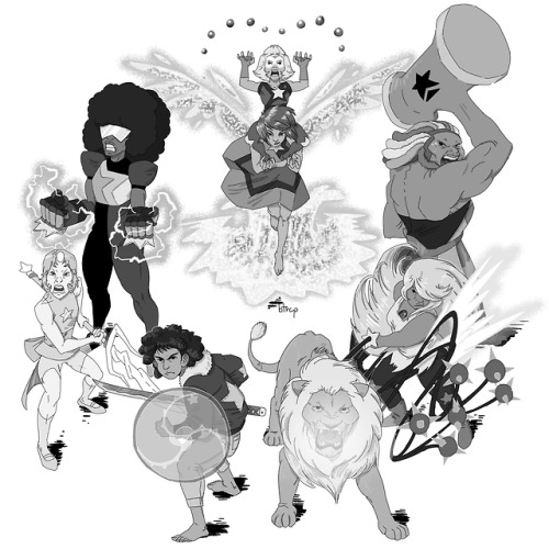 inktober2018 inkober steven universe stevonnie lion bismuth garnet amethyst pearl lapis lazuli peridot lapidot illustration イアスト art artists on tumblr connie maheswaran supportblackart crystal gems rebecca sugar steven sugar black and white character design gay space rocks the crystal gems ruby sapphire ruby and sapphire pink diamond rose quartz