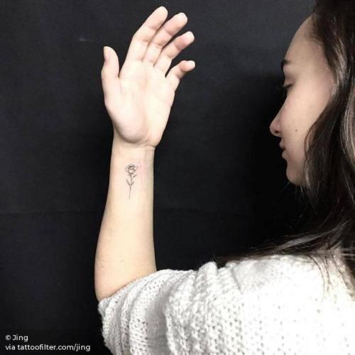 By Jing, done at Jing’s Tattoo, Queens.... flower;jing;small;line art;tiny;rose;ifttt;little;nature;wrist;minimalist;fine line