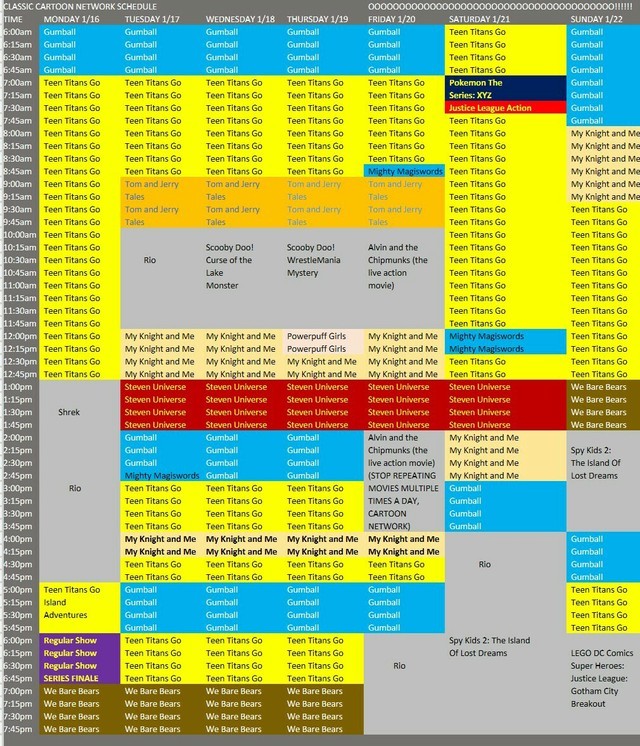 Here’s a classic Cartoon Network schedule from...
