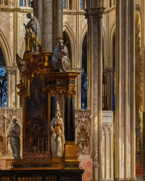 inividia:Interior of the Cathedral of Amiens (detail), c. 1842,...