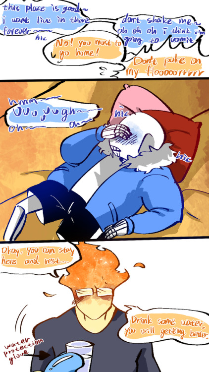 shanranran:I just wanna draw drunk Sans and Grillby’s booty