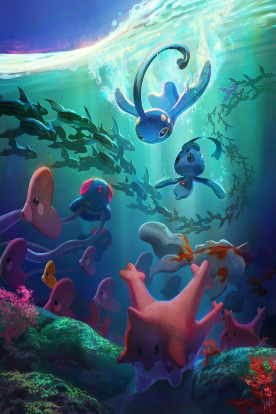 Collection of my paintings of the Pokemon Sea