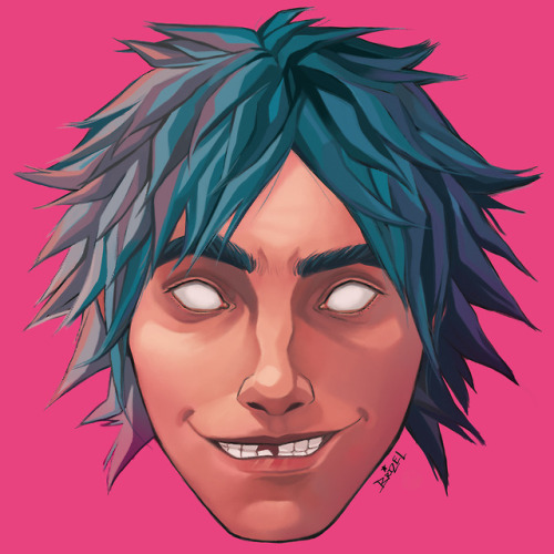gorillaz d day 2d 2d gorillaz jamie hewlett the now now Damon Albarn gorillaz art stu pot digital art Illustration fanart artists on tumblr digital art eyes blue pink ilustracion dday